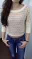 camisola malha dourada e branca